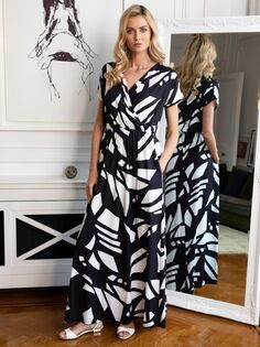 Платье макси с абстрактным принтом HotSquash Iconic, Matisse черный/белый