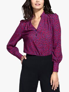 Умная блузка HotSquash с леопардовым принтом, Фиолетовый/Мульти