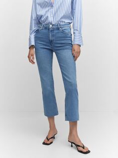 Укороченные расклешенные джинсы Mango Sienna, синие