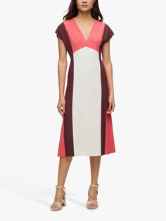Платье миди HUGO BOSS Debrany Color Block, розовый/разноцветный