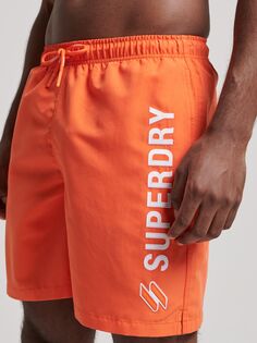 Шорты для плавания из переработанных материалов Superdry Code Applique, 19 дюймов, оранжевые