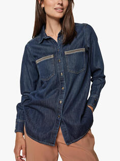 MOS MOSH Jenner Flash Джинсовая рубашка с длинными рукавами, темно-синяя