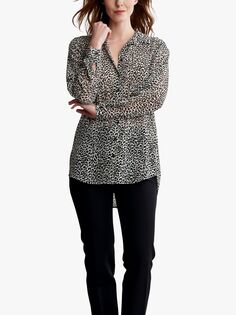 Gina Bacconi Elizabeth Шифоновая рубашка с леопардовым принтом, черный/белый