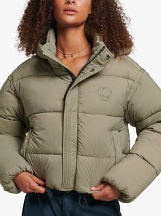 Укороченная куртка-пуховик Superdry Cocoon, светлый хаки