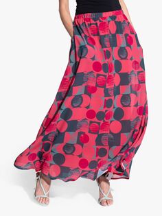 Шифоновая макси-юбка HotSquash с геометрическим рисунком, коралловый/мульти