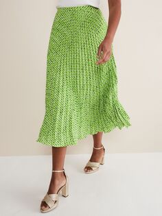 Плиссированная юбка-миди Phase Eight Elmina, зеленая