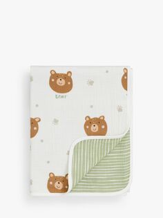 Двустороннее муслиновое одеяло John Lewis Bear Hug, 120 x 120 см