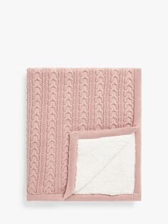Детское одеяло из шерпы шерстяной вязки John Lewis, розовое