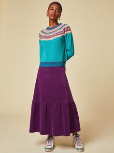 Вельветовая юбка-миди Aspiga Sylvia, фиолетовый, фиолетовый