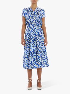 Платье миди Lollys Laundry Freddy с цветочным принтом, синий/мульти
