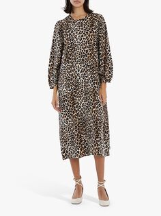 Платье миди с леопардовым принтом Lollys Laundry Lucas, коричневый/мульти