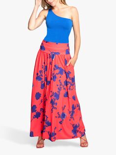 Макси-юбка с цветочным принтом HotSquash Roll Top, красный/синий