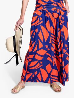 HotSquash Roll Top Макси-юбка с абстрактным принтом, Matisse Blue/Red