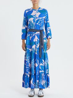 Платье макси с принтом пальмовых листьев Lollys Laundry Nee, ярко-синий/мульти