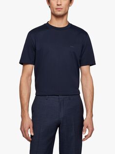 Хлопковая футболка BOSS Regular Fit, темно-синяя