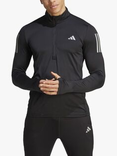 adidas Own The Run беговая футболка с длинным рукавом и молнией 1/4, черная