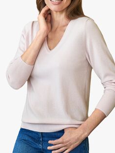 Кашемировый свитер с V-образным вырезом Pure Collection, цвет Soft Oyster