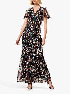 Платье макси с цветочным принтом Daiva Fishtail, Phase Eight, черный/мульти