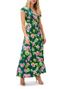 Платье макси из джерси с цветочным принтом Phase Effie, Зеленый/Мульти