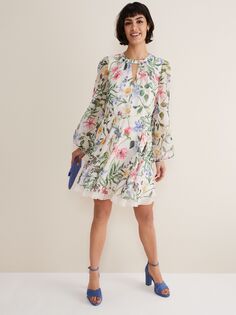 Мини-платье Phase Eight Everleigh из шифона с цветочным принтом, цвет слоновой кости/мульти