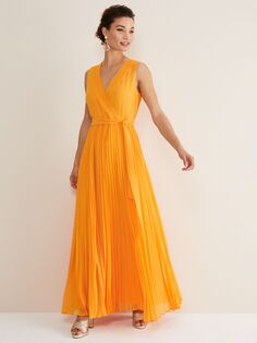 Плиссированное платье макси Phase Eight Mollie, ярко-оранжевый