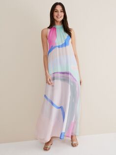 Платье макси Phase Eight Ronnine из смесового шелка, разноцветный