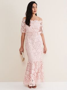 Кружевное платье макси Phase Eight Petite Tallula, цвет Розовый лепесток