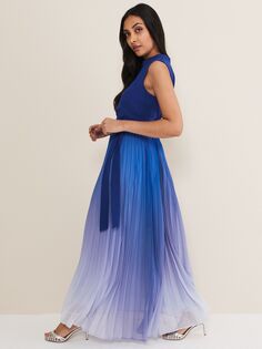 Платье макси с эффектом омбре Phase Eight Petite Piper, синий