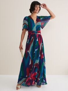 Плиссированное платье макси Phase Eight Priscilla, разноцветный
