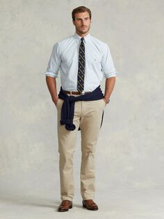 Повседневная спортивная рубашка Polo Ralph Lauren Big &amp; Tall, синяя/белая полоска