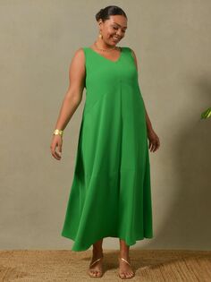 Платье макси с V-образным вырезом Live Unlimited, зеленое