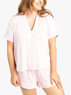 Пижамный комплект в полоску Chelsea Peers Curve Stripe, розовый