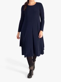 Платье миди из джерси с драпировкой chesca, темно-синий