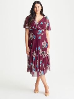Платье миди со складками Scarlett &amp; Jo Carole, Пурпурный/Мульти