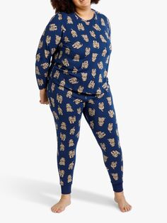 Пижамный комплект Chelsea Peers Curve с принтом Cockapoo, темно-синий