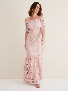 Платье макси с кружевом и открытой спиной Phase Eight Tallulla, цвет: розовый