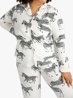Пижамный комплект на пуговицах с зеброй Chelsea Peers Curve, кремовый