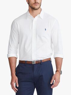 Рубашка из хлопковой сетки с длинными рукавами Polo Ralph Lauren Big &amp; Tall, белая