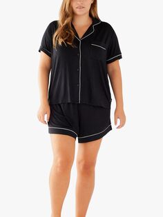 Короткий пижамный комплект на пуговицах Chelsea Peers Cuve Modal, черный