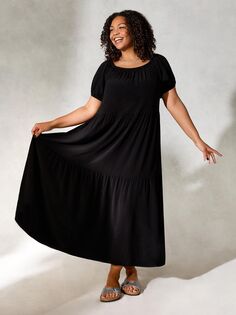 Многоярусное платье макси Live Unlimited Curve, черное