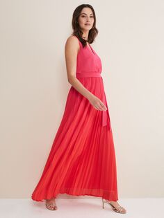 Плиссированное платье макси Phase Eight Piper, красный/розовый