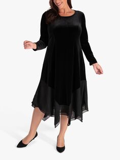 Платье Chesca из эластичного бархата с драпировкой, черное