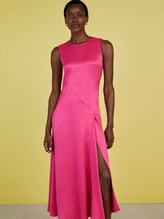 Атласное платье миди с боковым разрезом Baukjen Soleil, гипер-розовый