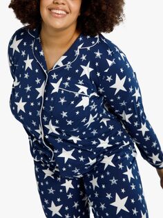 Пижамный комплект Chelsea Peers Curve со звездами, темно-синий