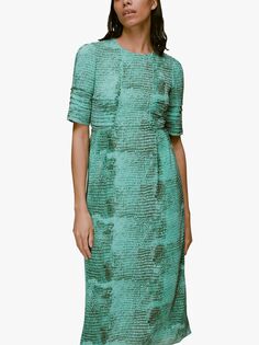 Платье миди со змеиным принтом Whistles, Зеленый/Мульти