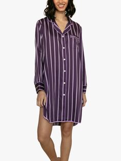 Ночная рубашка в полоску Fable &amp; Eve, фиолетовая