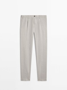 Оксфордские брюки-чиносы свободного кроя из окрашенной нити Massimo Dutti, серый
