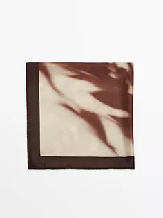 Шелковый платок с принтом тени Massimo Dutti, коричневый