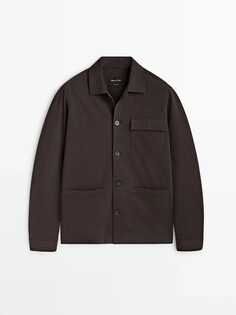 Куртка-рубашка Massimo Dutti Mercerised Cotton Blend, темно-коричневый