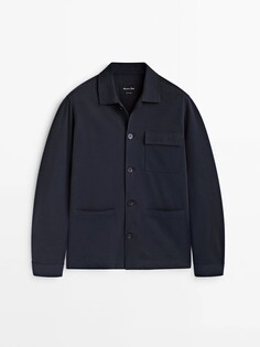 Куртка-рубашка Massimo Dutti Mercerised Cotton Blend, темно-синий